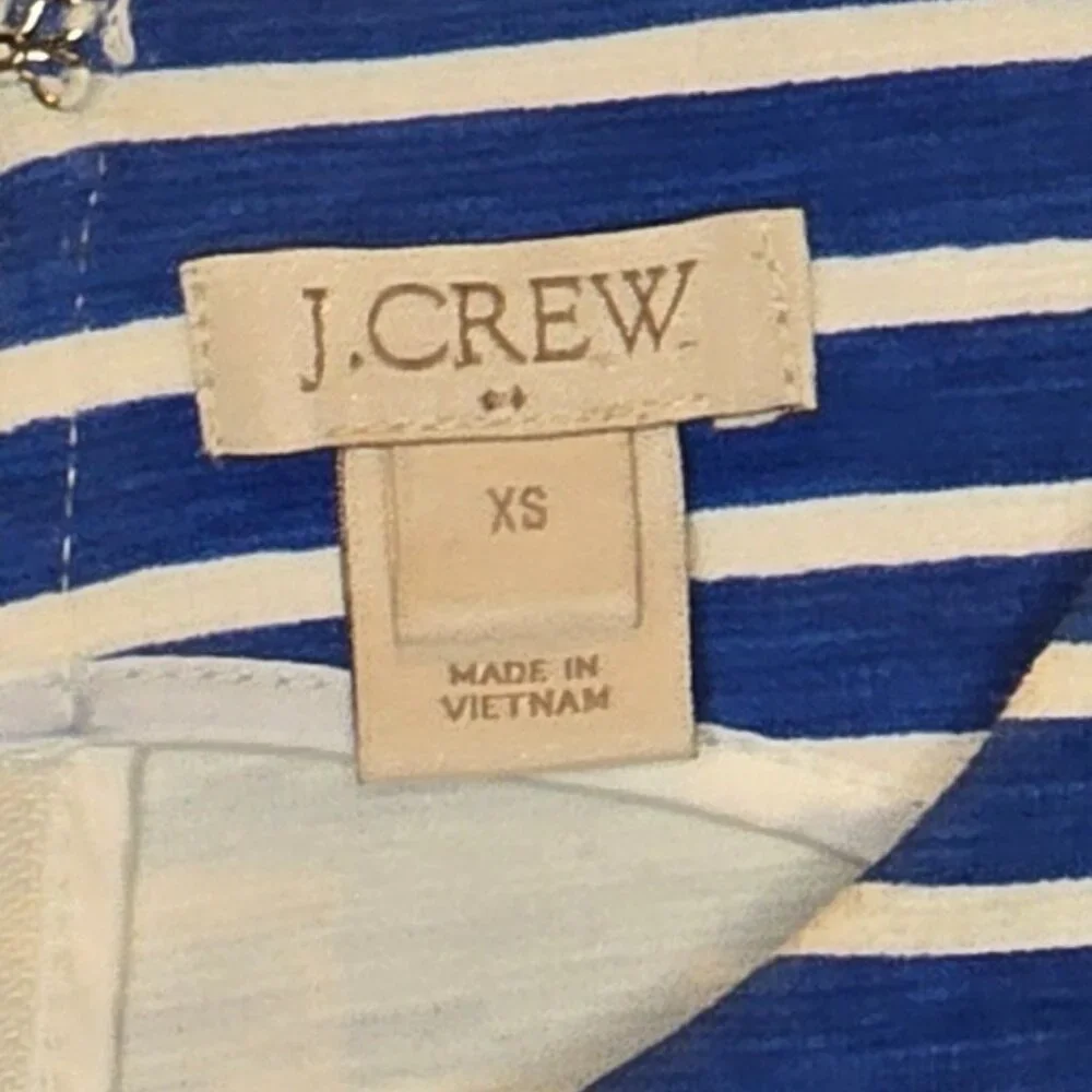 J.Crew Navy White Striped Fit & Flare Dress XS Sleeveless Cotton Nautical Summer